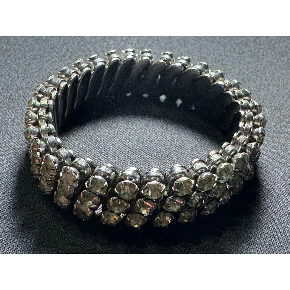 Vintage 1950's Multi Row Rhinestone Stretch Bracelet